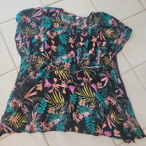 Old Navy Blue Pink Relaxed Tie Front Swim Coverup